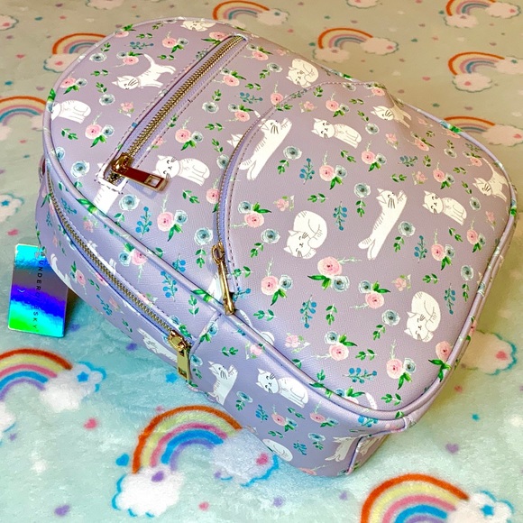 SOLD Under One Sky Cats Kittens Rosebuds Mini Backpack - Picture 7 of 15